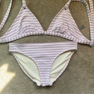 Aerie Lavender and Cream Bikini Set